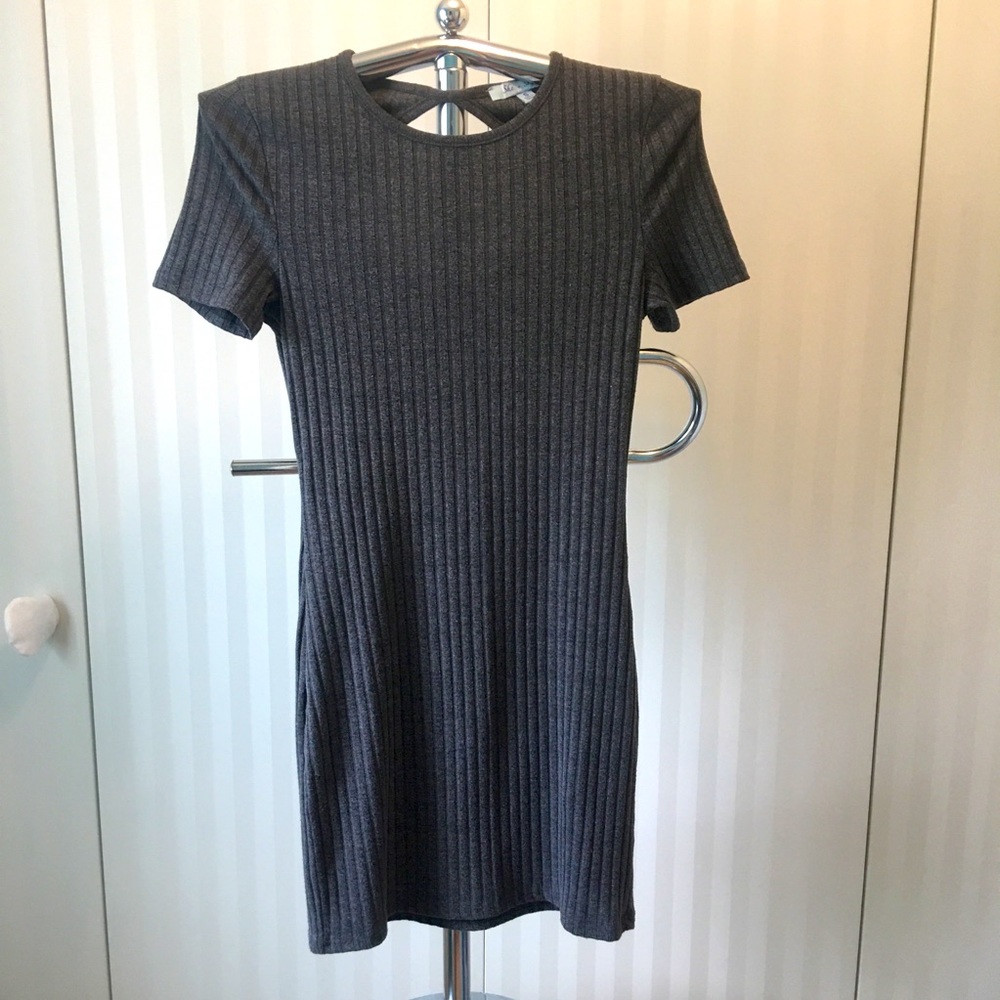 She + Sky grey ribbed dress keyhole back Size S